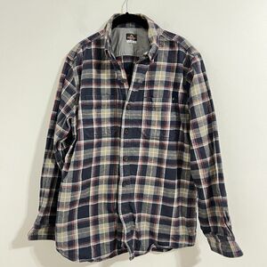 Ridgecut Toughwear Mens Size M Heavy Flannel Shirt Button Blue Plaid Workwear